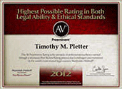 Highest Possible Rating in Both Legal Abilities & Ethical Standards | AV Preeminent