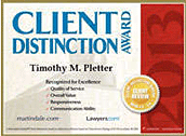 Client Distinction Award | Timothy M. Pletter
